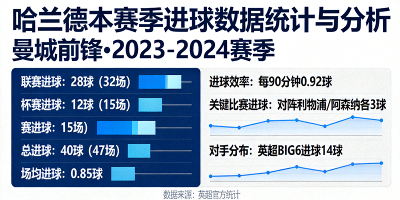 曼城前锋哈兰德本赛季进球数据统计与分析图表